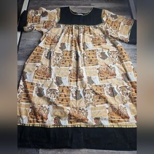 Krist Gudnason Kaftan Egypt Egyptian Print Vintage 60s/70s Women's XL